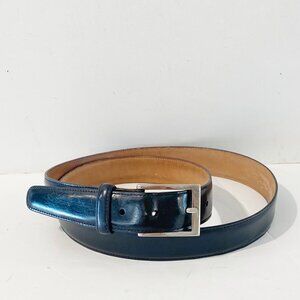 Brooks Brothers Mens Dress Belt Black Genuine Leather Shiny Finish Italy 40